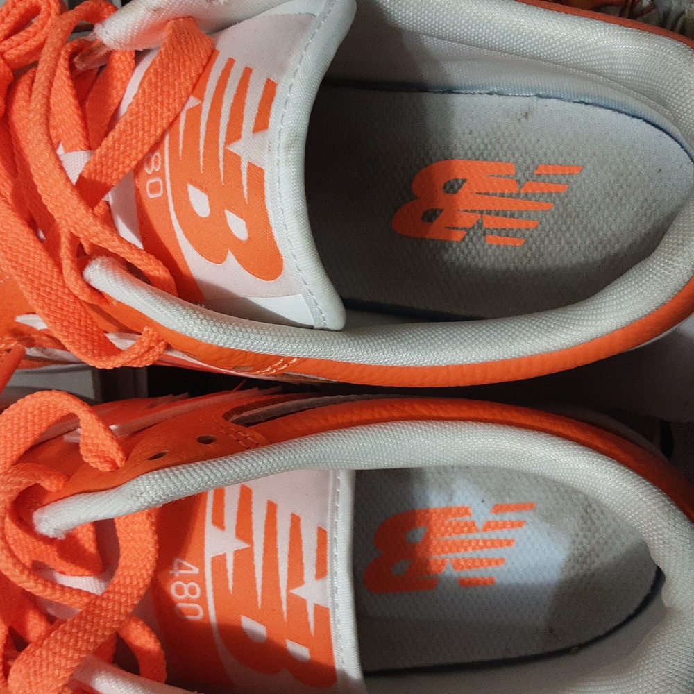 New Balance Vibrant Orange and White  Unisex Hot Mango Sneakers - Picture 6 of 7